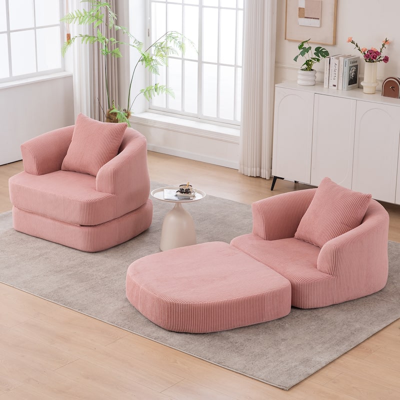 Folding Single Accent Chair Recliner Convertible Sleeper Sofa Bed, Space-Saving Lounge Chair Floor Chair