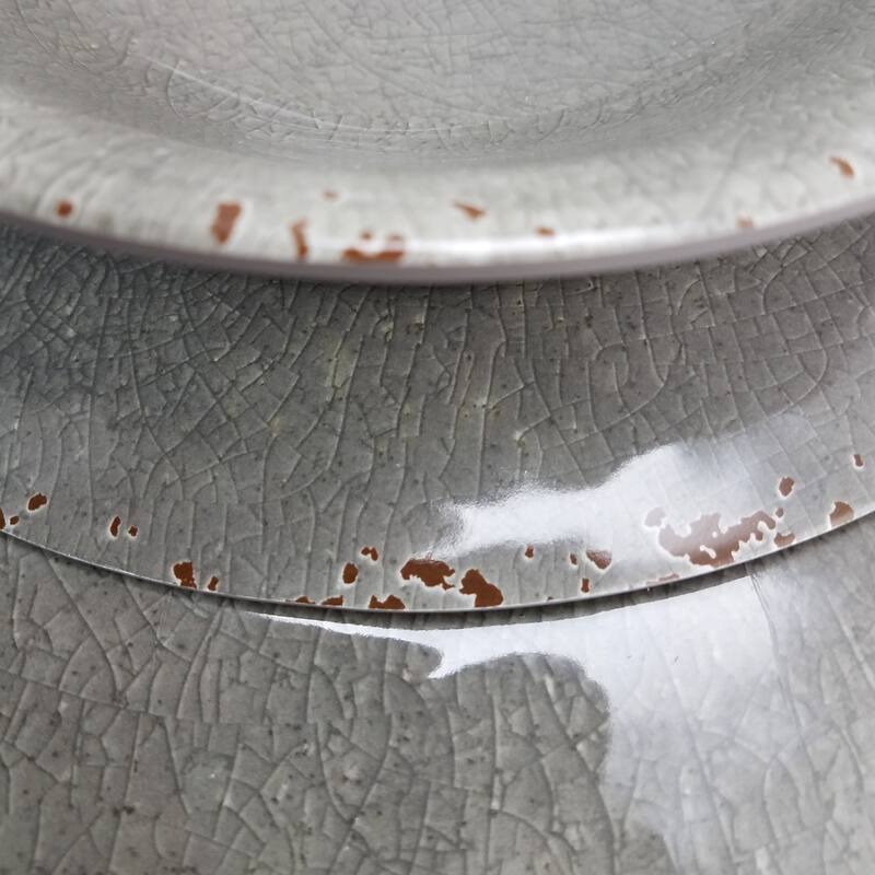 Luna 12 Piece Dinnerware Set in Grey Crackle Look Decal