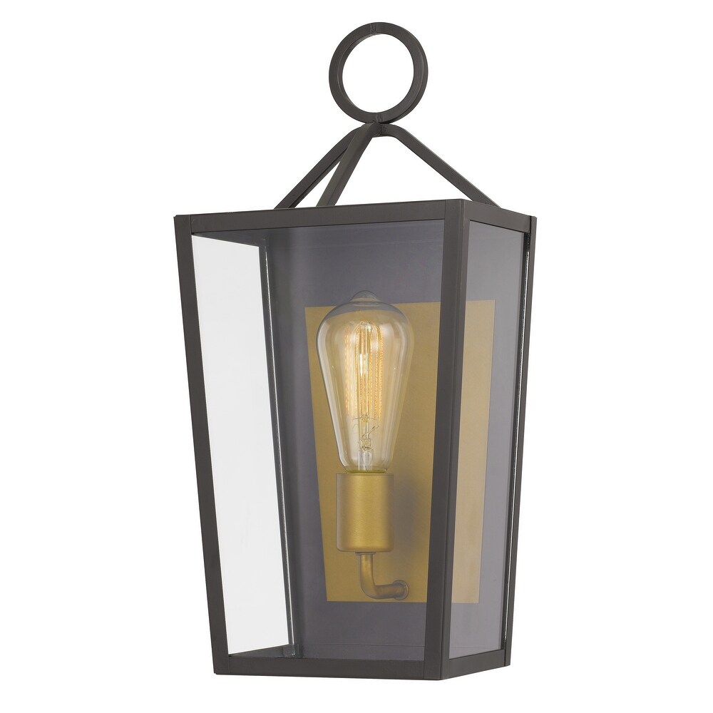 2632-2AB Searchlight Sierra Twin Wall Light Antique Brass Finish with Sculptured Clear Glass Shades
