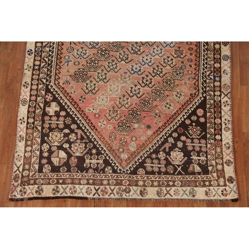 Vegetable Dye Shiraz Persian Antique Area Rug Hand-knotted Wool Carpet - 4'10"x 7'7"