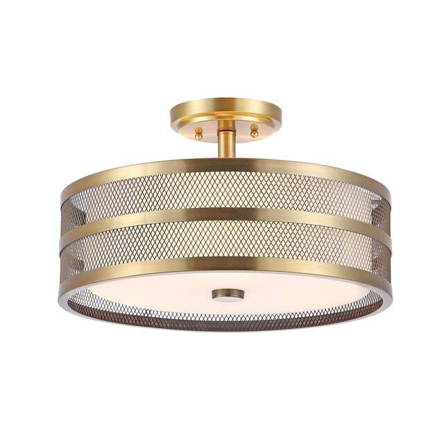 SAFAVIEH Lighting Greta 3-light Veil Gold Ceiling Light - 15.75"x15.75 "x9.625"