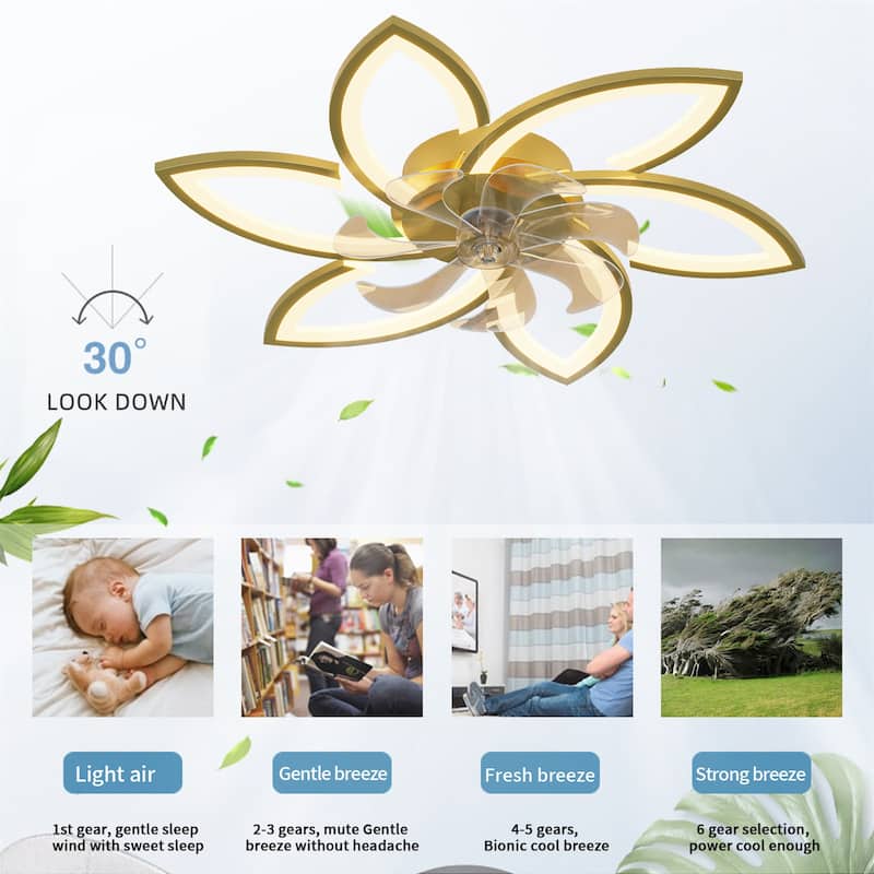 Modern Ceiling Fan with Lights Remote Control, 3 Light Color 6 Speeds