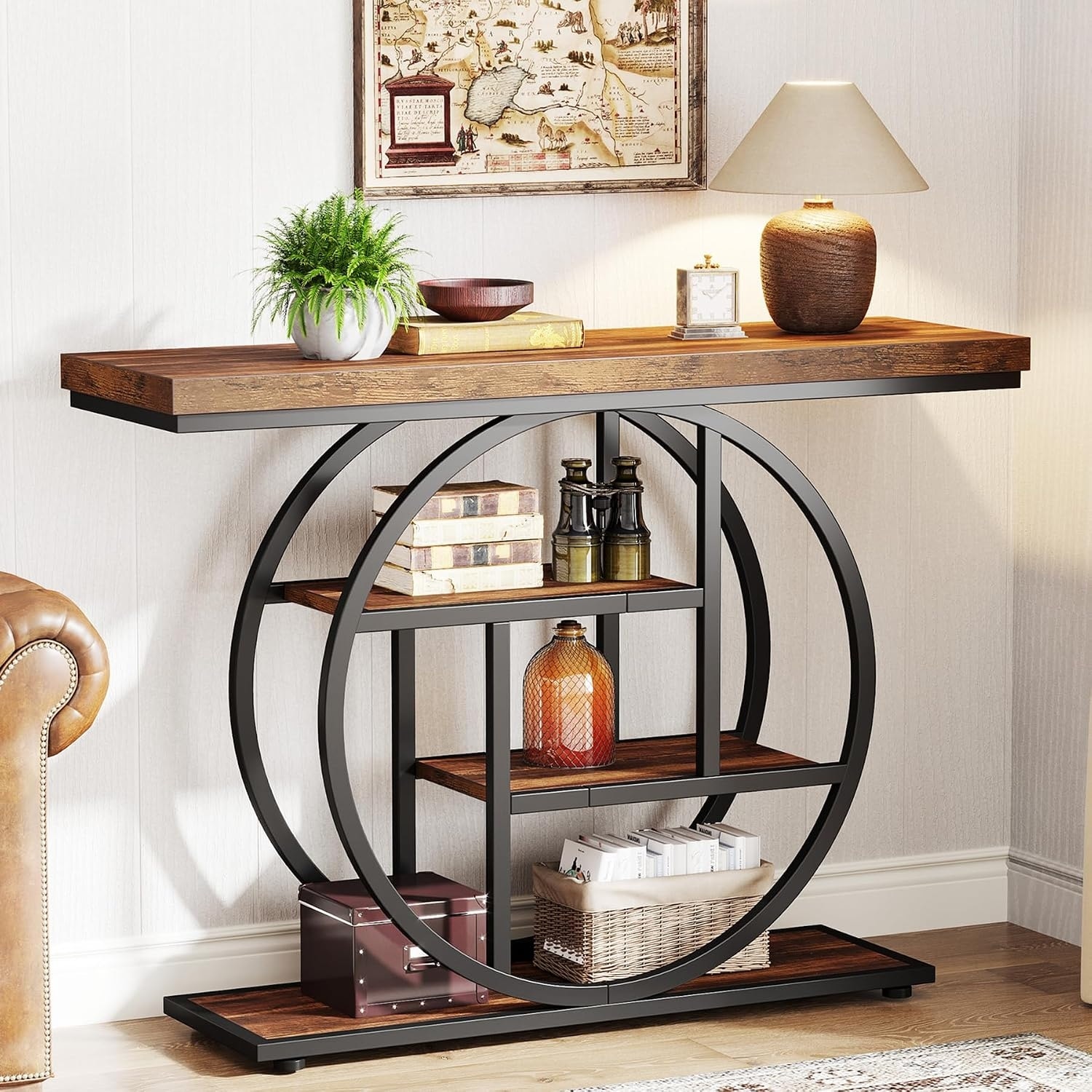 41.3-Inch Console Table, 4-Tier Industrial Entryway Table