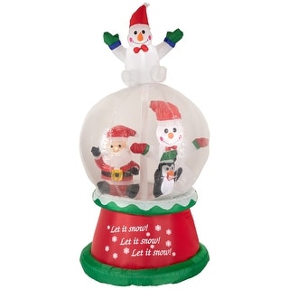 6.75ft Lighted Inflatable Santa and Friends Snow Globe Outdoor ...