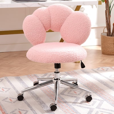 Office Desk Chair, Computer Chair W/5 Casters, Semi-wrapped Backrest, Thick Cushion, Adjustable Height 16.1" To 19.3"