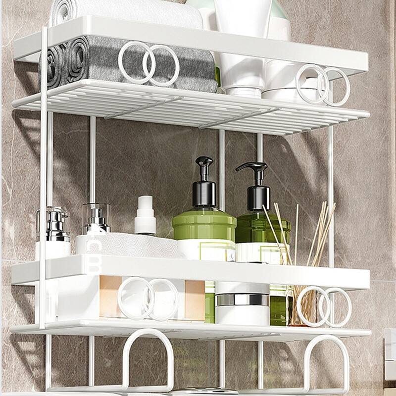 Over The Toilet Storage Shelf, Large Capacity Bathroom Storage Organizer, Punch-Free Metal Home Storage Rack