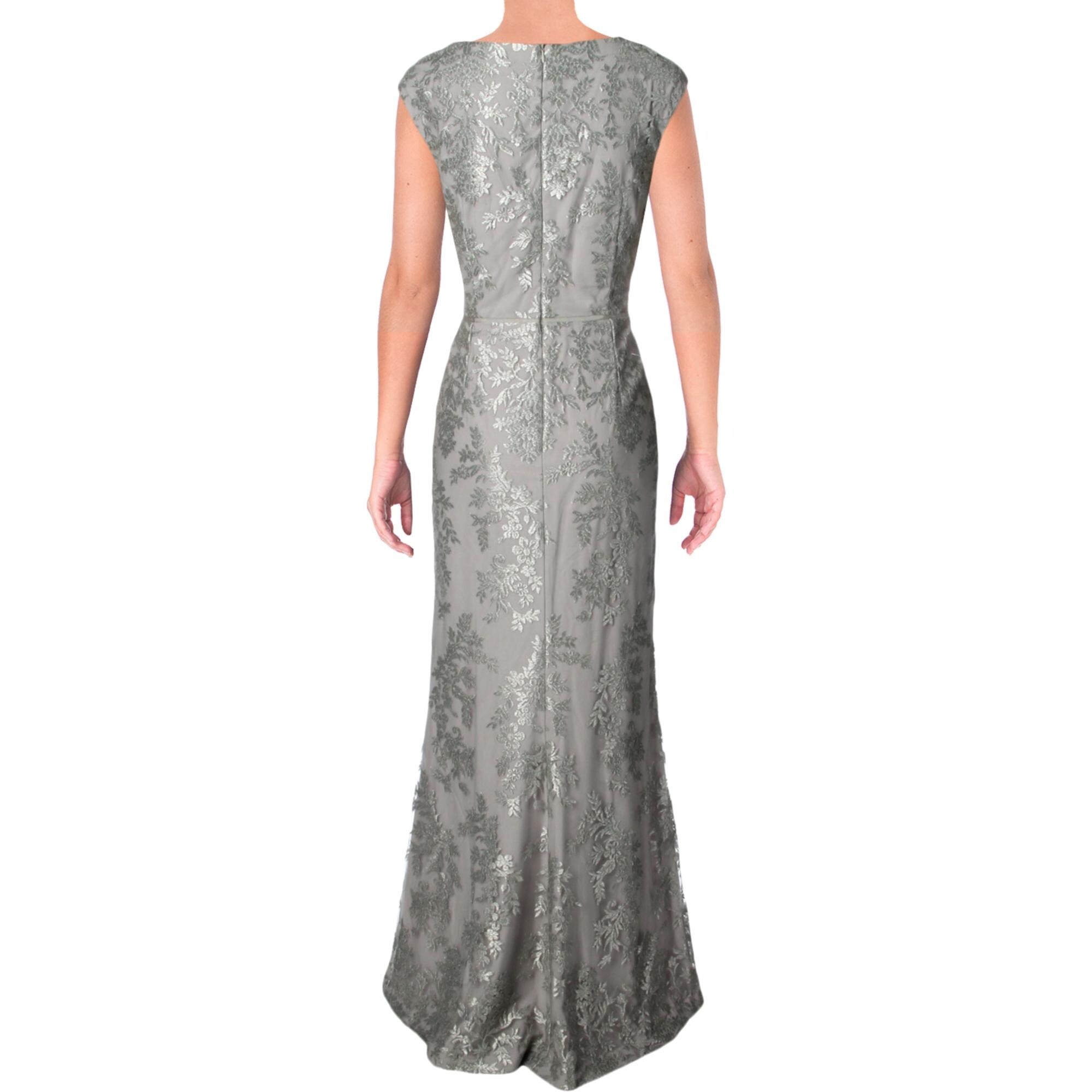 metallic silver evening gown