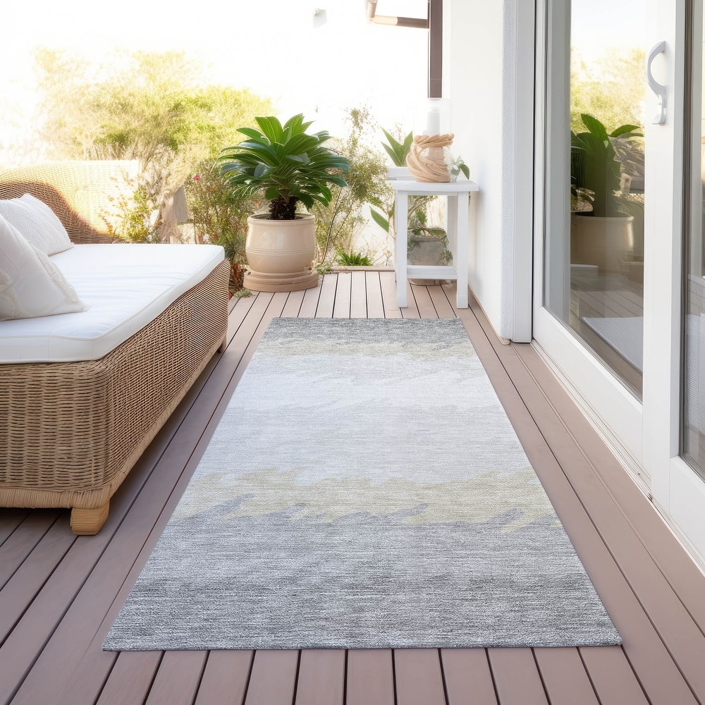 Machine Washable Indoor/ Outdoor Chantille Ombre Abstract Rug