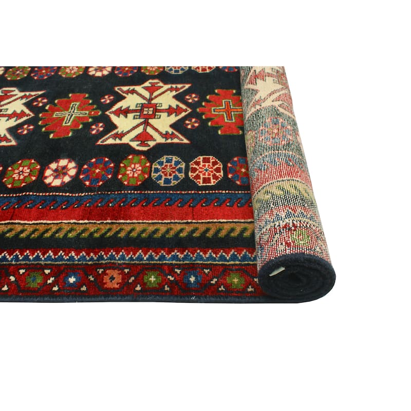 Fine Vintage Distressed Aelfric Charcoal/Red Runner - 3'3" x 10'6"