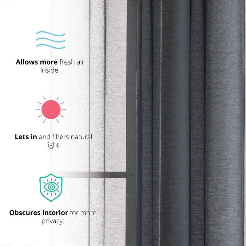 HLC.me 2 Piece Semi Sheer Voile Window Curtain Drapes Grommet Top Panels Bedroom, Living Room - Set of 2 panels