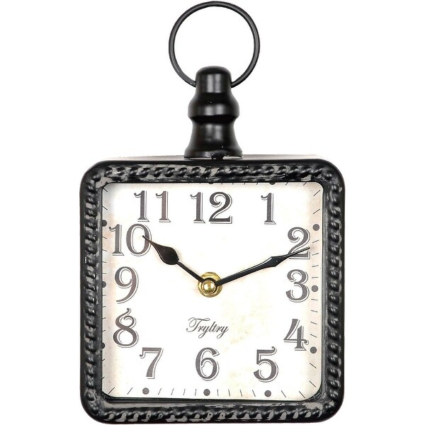 Retro Rectangle Small Wall Clock, Battery Operated Silent Decor
