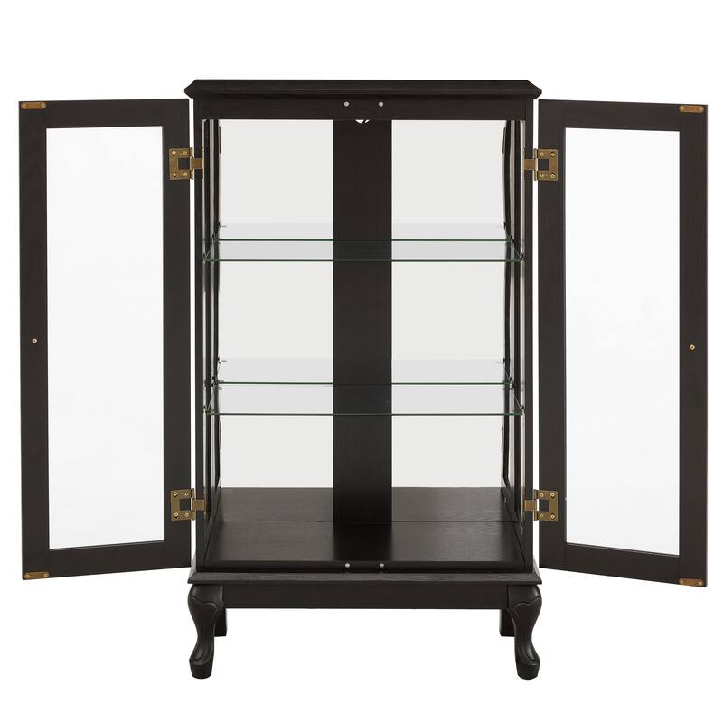GDF Studio - American Retro Curio Cabinet with Lighted Display & Mirrored Back