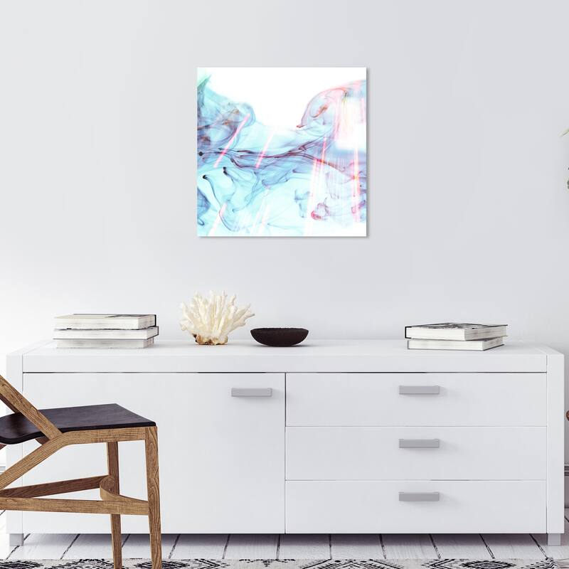Wynwood Studio Canvas Abstract Clotilde White and Light Blue Modern & Contemporary Wall Art Canvas Print - 20 x 20