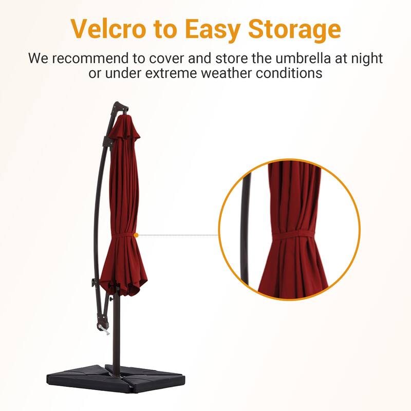 10 ft Steel Crank-lift Cantilever Umbrella With Weighted Base