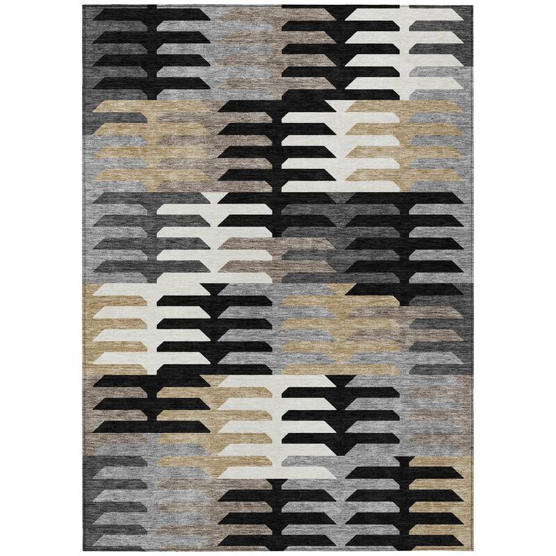 Machine Washable Indoor/ Outdoor Modern Stacks Chantille Rug