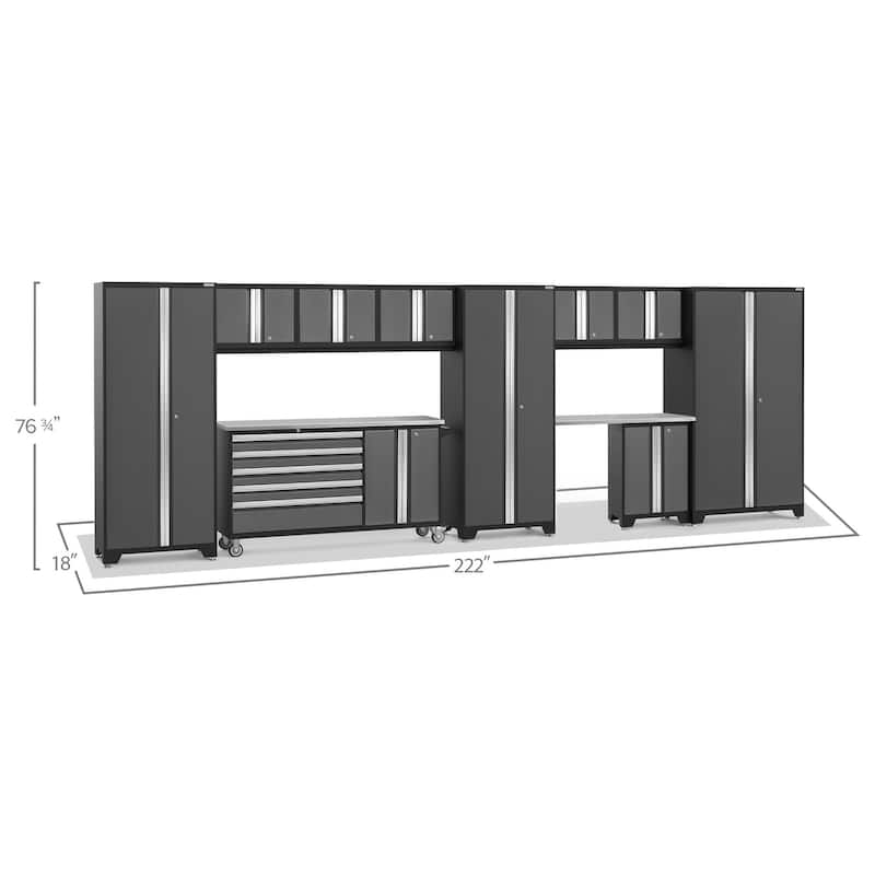 NewAge Products Bold Series 222" W x 18" D 11 Piece Garage Cabinet Set