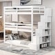 preview thumbnail 2 of 13, Twin Triple Bunk Bed with Storage Staircase, Convertible Design, White