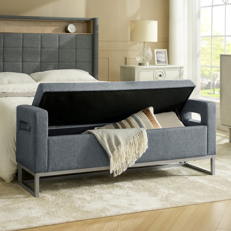 Diana Modern Upholstered Filp-Top Storage Bench with Sturdy Metal Legs