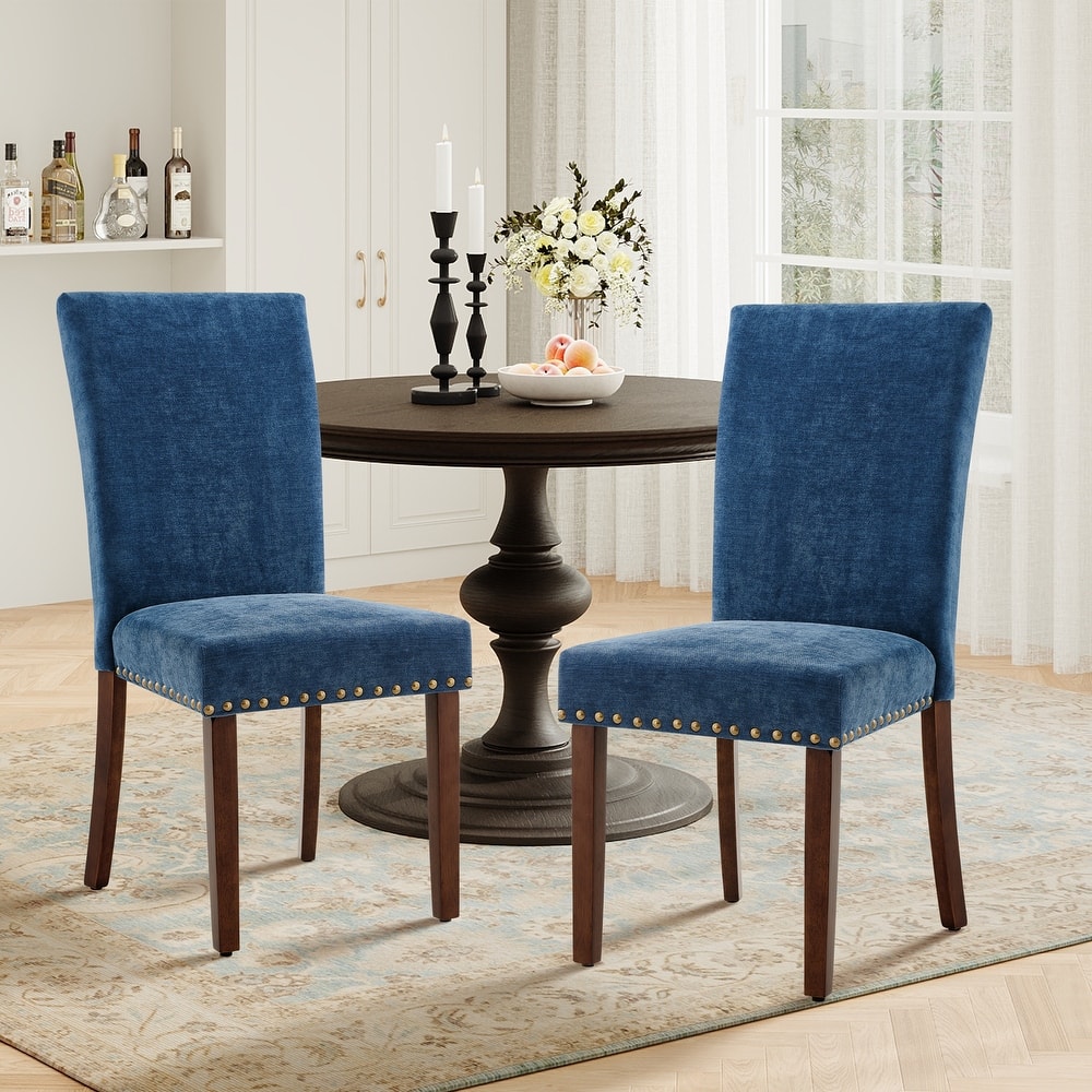 RENEWLINE Dining Chairs, Fabric with Nailhead Trim and Wood Legs