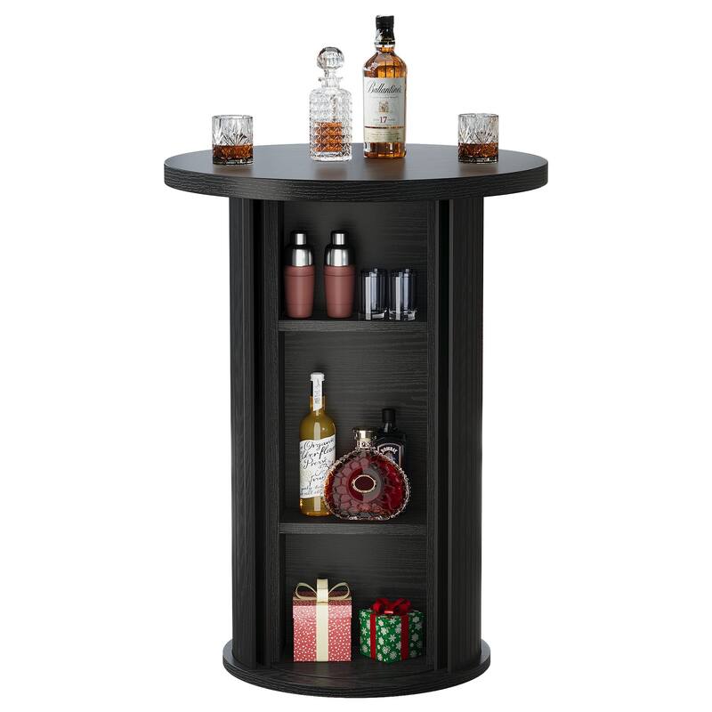 Bar Table, Hidden Storage Cocktail Table, Bistro High Top Pub Unit Kitchen Party Accent Pub Table