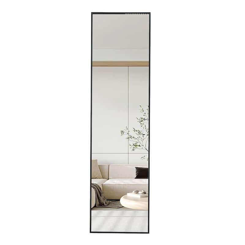 Roomfitters Wall-Mounted Full-Length Mirror with Black Aluminum Frame, 65"x23" Vanity or Decorative Mirror, Black