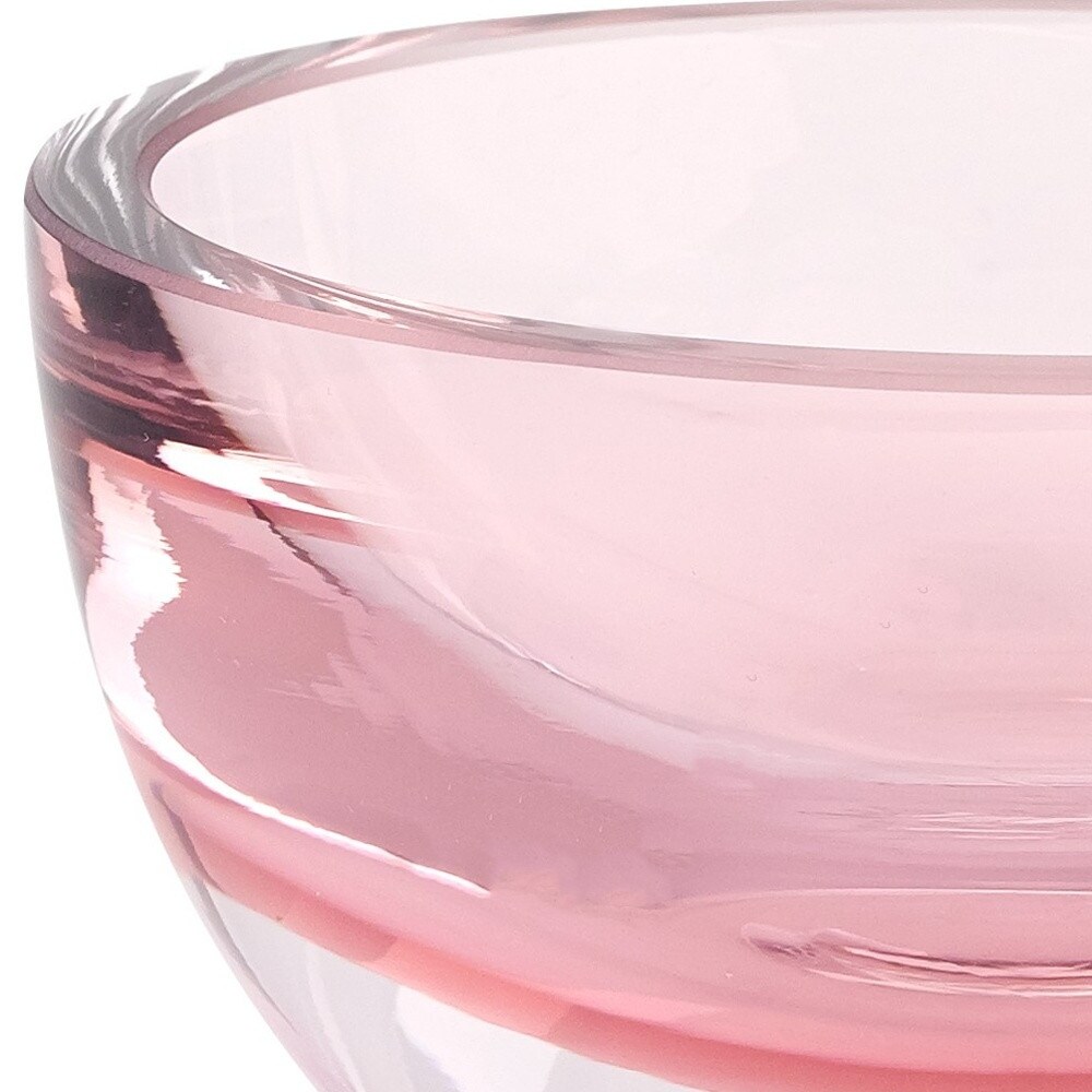 6 Mouth Blown European Made Lead Free Pink Crystal Bowl 6 Mouth Blown European Made Lead Free Pink Crystal Bowl