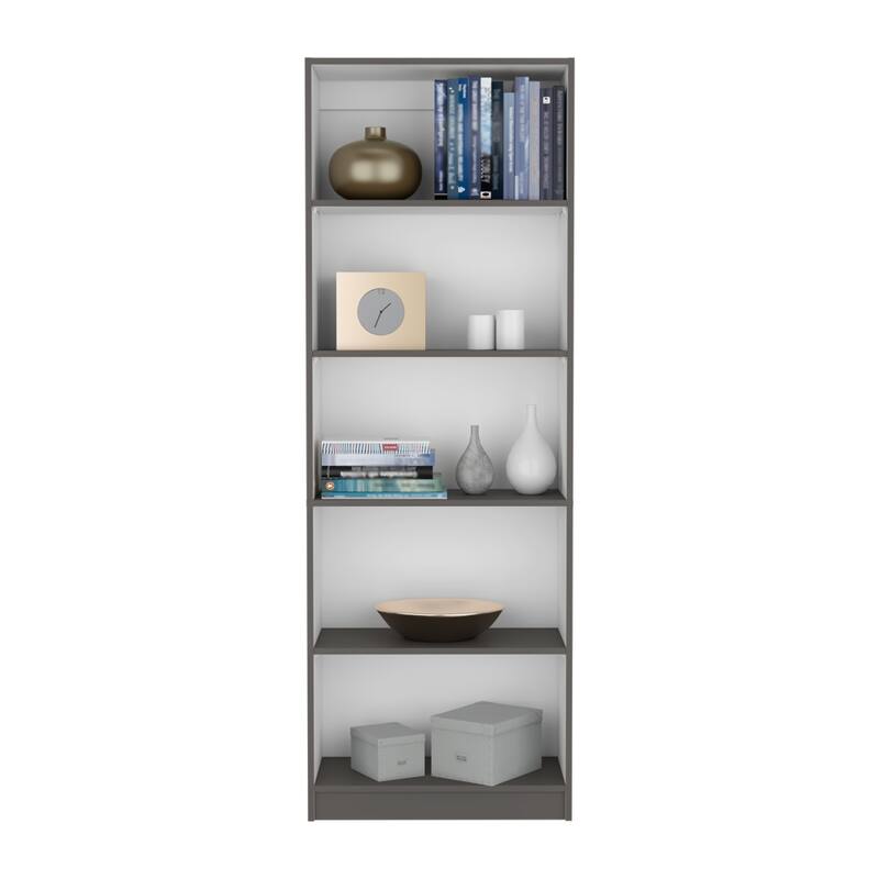 Bookcase 4-Shelves Benzoni, Office, Matt Gray / White,High quality and durable
