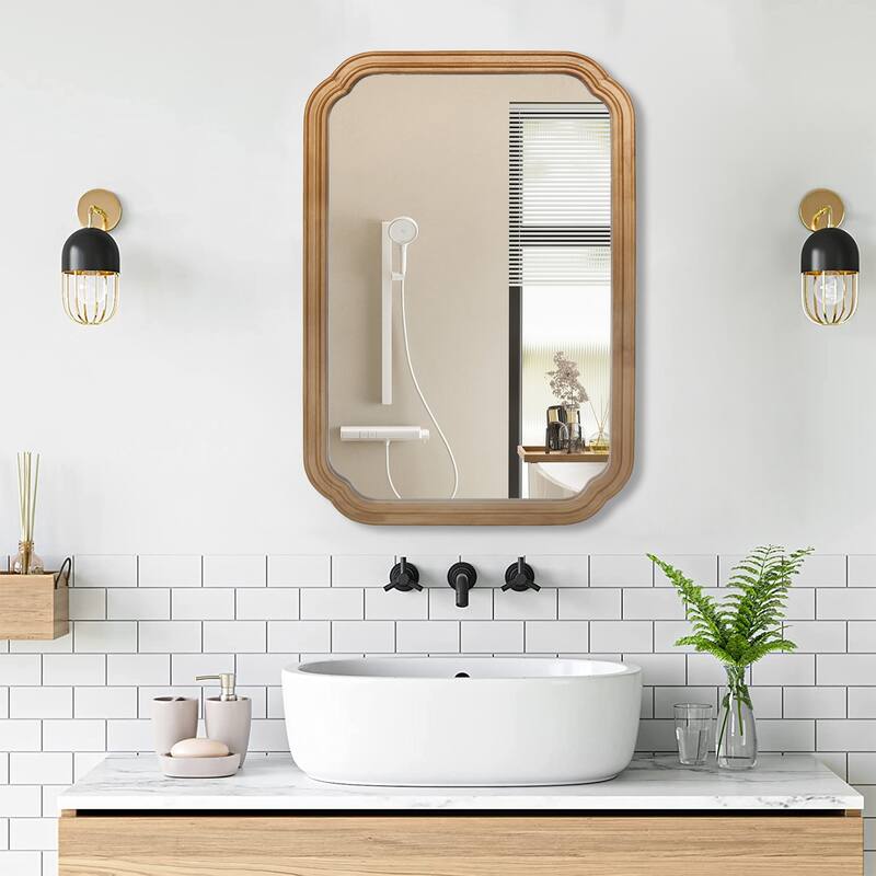 29.72*19.69 inches Functional Mirror with Cabinet, Wood Framed Bathroom Wall Cabinet with Mirror and Adjustable Shelves