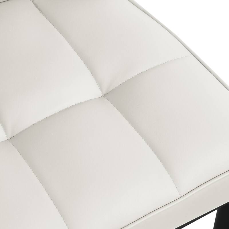 Faux Leather Upholstered Dining Chairs Set of 4 with Checked Pattern