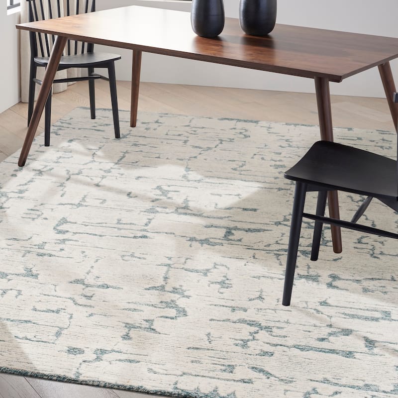 Calvin Klein Sculptural Contemporary Abstract Area Rug - 7' 9" x 9' 9" - Teal - Rectangle