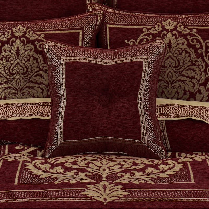 J. Queen New York Laurenza 18" Square Decorative Throw Pillow - Accent - Polyester - Crimson