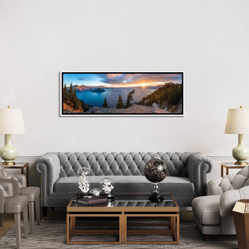 iCanvas "Crater Lake Panorama" by Lucas Moore Framed Canvas Print