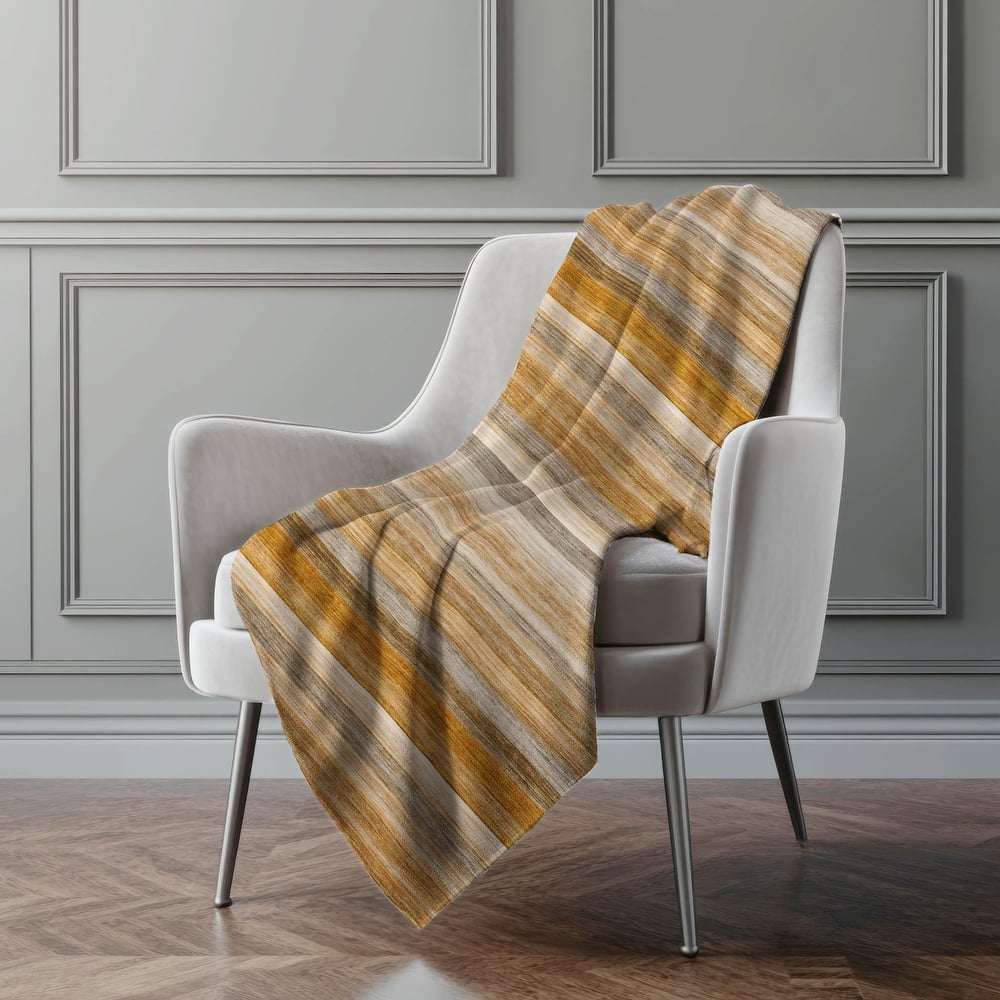 Premium Machine Washable Ombre Stripe Sherpa Throw Blanket