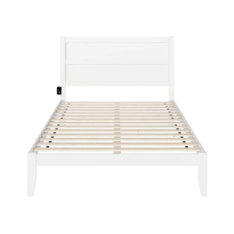 Rustic Romance Platform Bed - Solid Wood Frame, Modern Design, Charging Station Included