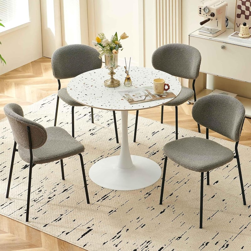 Howtai Round Kitchen Dining Chairs Upholstered,Metal Legs