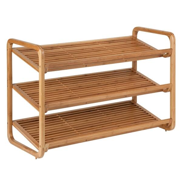 HoneyCanDo Natural Bamboo 3Tier 12Pair Shoe Rack On Sale Bed