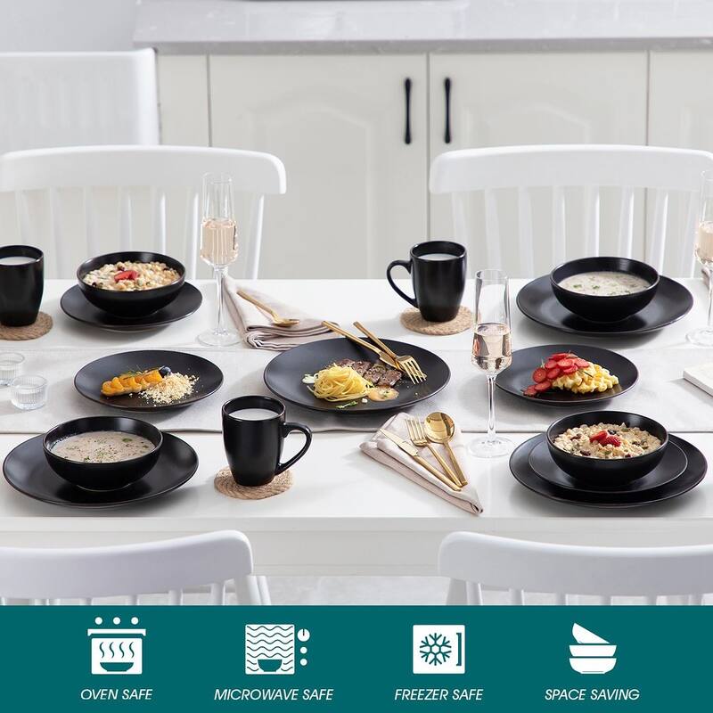 vancasso Moda 16-Piece Matte Speckled Dinnerware Set, Service for 4