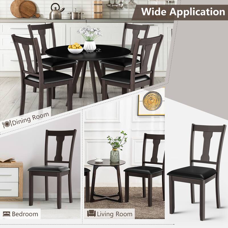 Set of 2 Dining Room Chair Coffee Rubber Wood Frame and Upholstered - See details