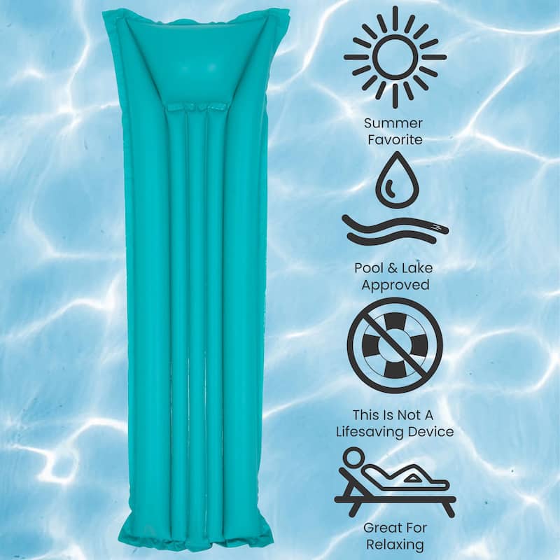 Inflatable Swimming Pool Raft Float - 72" - Teal Blue