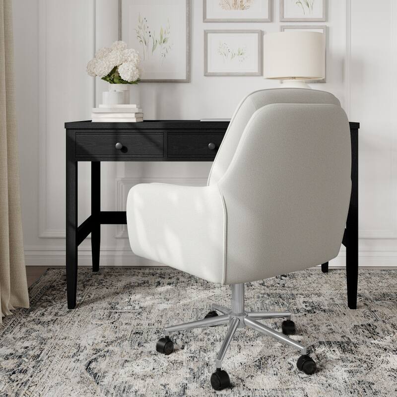 Martha Stewart Upholstered Swivel Home Office Chair with Double Cushions - 26.75"W x 29.25"D x 35" - 38.25"H