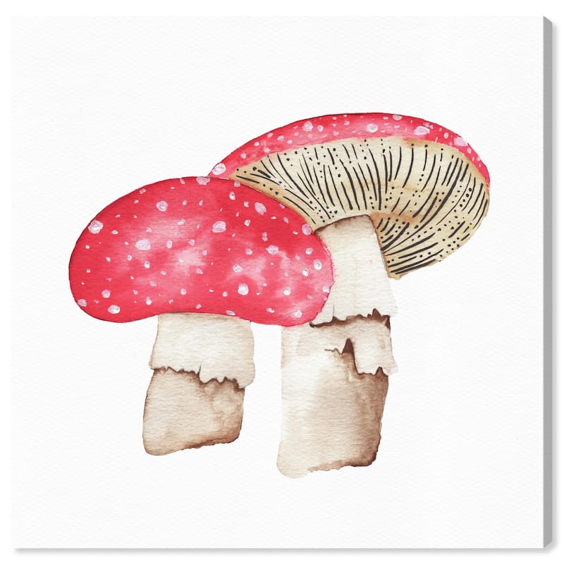 Wynwood Studio 'Pastel Mushrooms' Food and Cuisine Wall Art Canvas Print Vegetables - Red, White