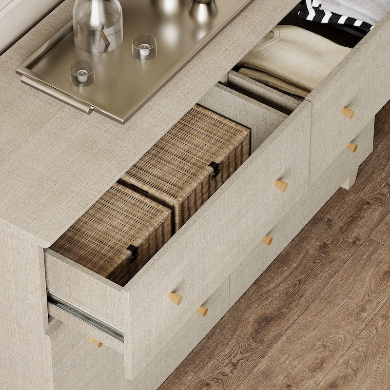 WAMPAT 6-Drawer Dresser and Nightstands Set of 3 for Bedroom