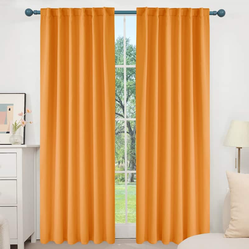 Deconovo Back Tab Blackout Curtains (2 Panel) - 52W x 95L - Orange Flame
