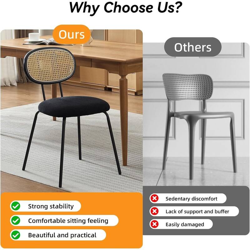 Set of 2 Modern Upholstered Kitchen Metal Dining Chairs for Dining Room