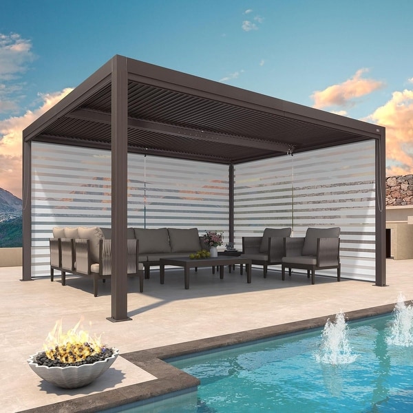 大割引 PURPLE LEAF Bronze Louvered Pergola with Adjustable Roof for アクセサリー
