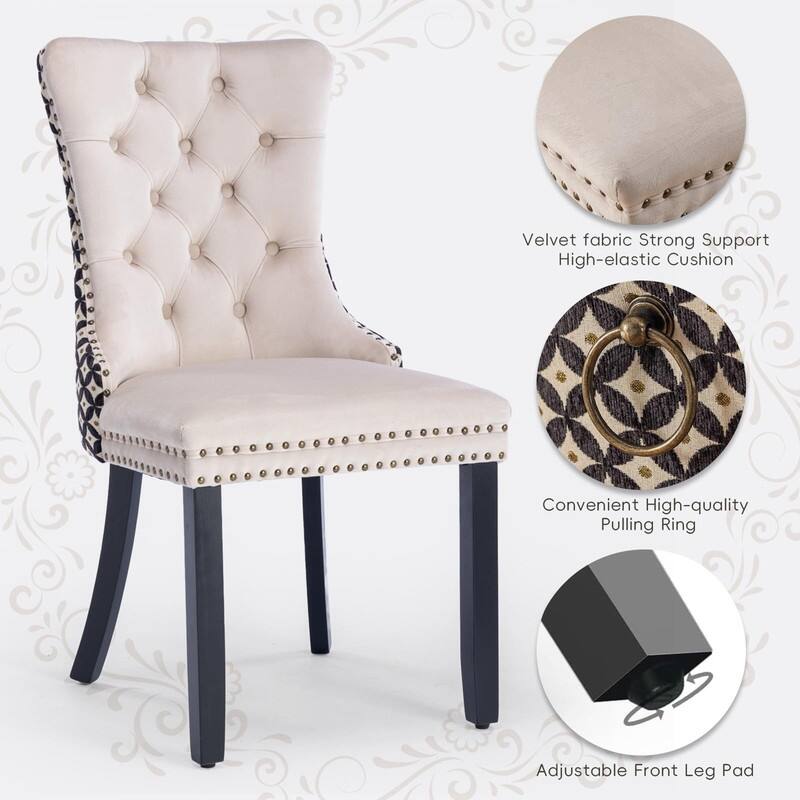 Tufted Naliheads Solid Wood Upholstered Dining Chairs (Set of 4)