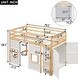 preview thumbnail 22 of 34, Twin Size Loft Bed with Built-in Storage Wardrobe & 2 Windows, Wooden Bed Frame w/Ladder & Safety Guardrail for Boys & Girls