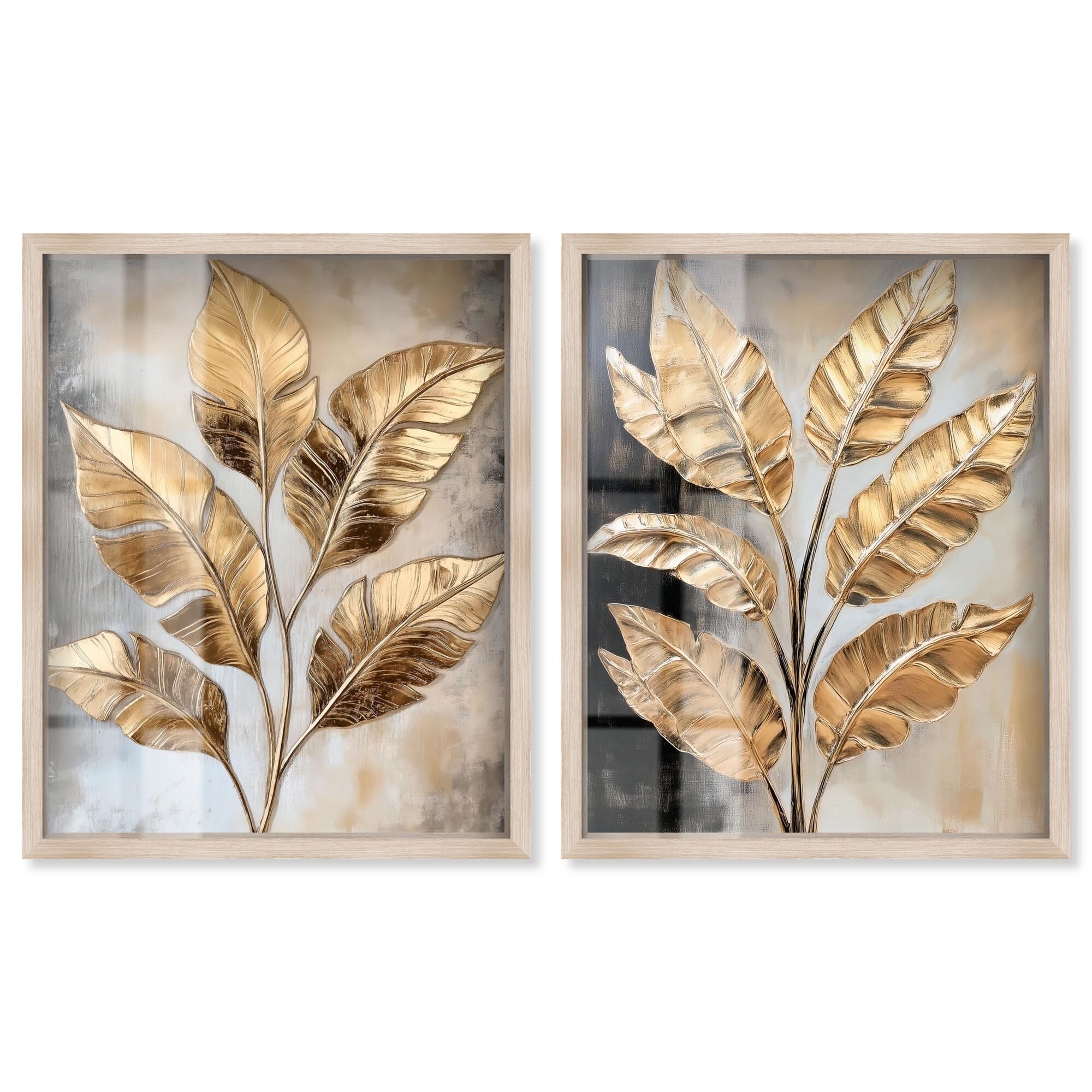 Golden Glam Luxe Boho Wall Decor Set of 2 Shadowbox Print by Art Remedy