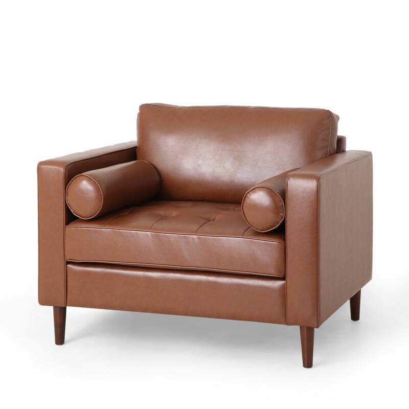 Malinta Contemporary Faux Leather Cushioned Club Chair by Christopher Knight Home