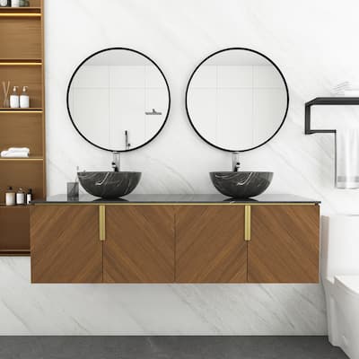 Wall-Mounted Plywood Bathroom Vanity in Espresso